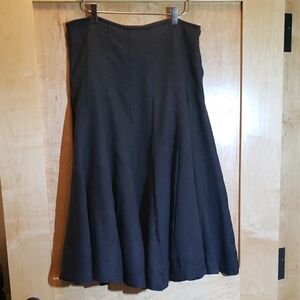 Black Linen Pleated Midi Black Women's Skirt Size 10